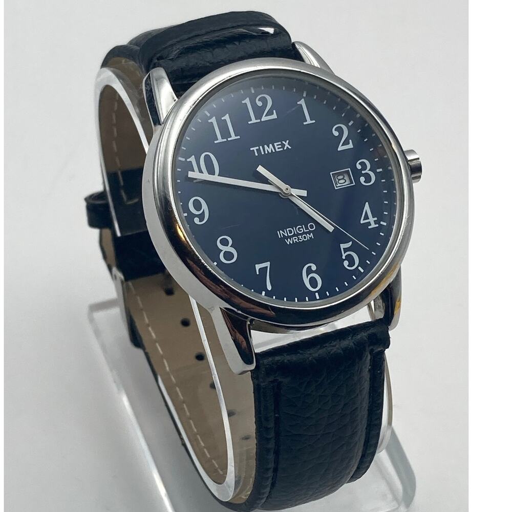 Timex Easy Reader Dark Blue Dial Men's Watch 38mm - New Battery WR Adjustable